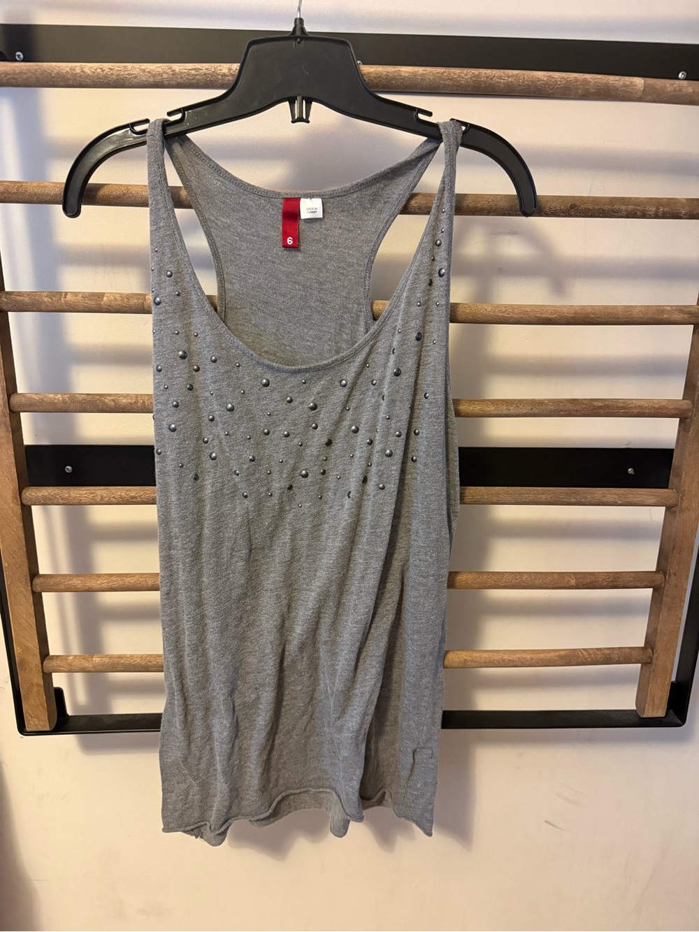 H&M Gray Studded Racerback Tank Top